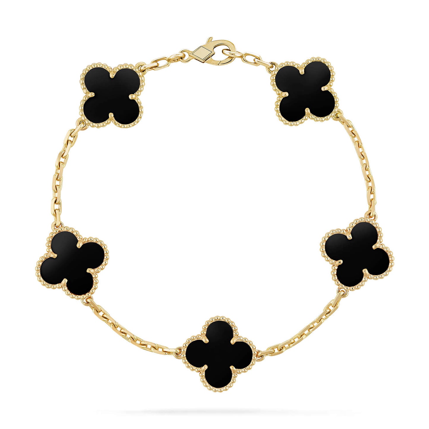 [AuraEcho Jewelry]CLOVER  5 MOTIFS BLACK ONYX BRACELET