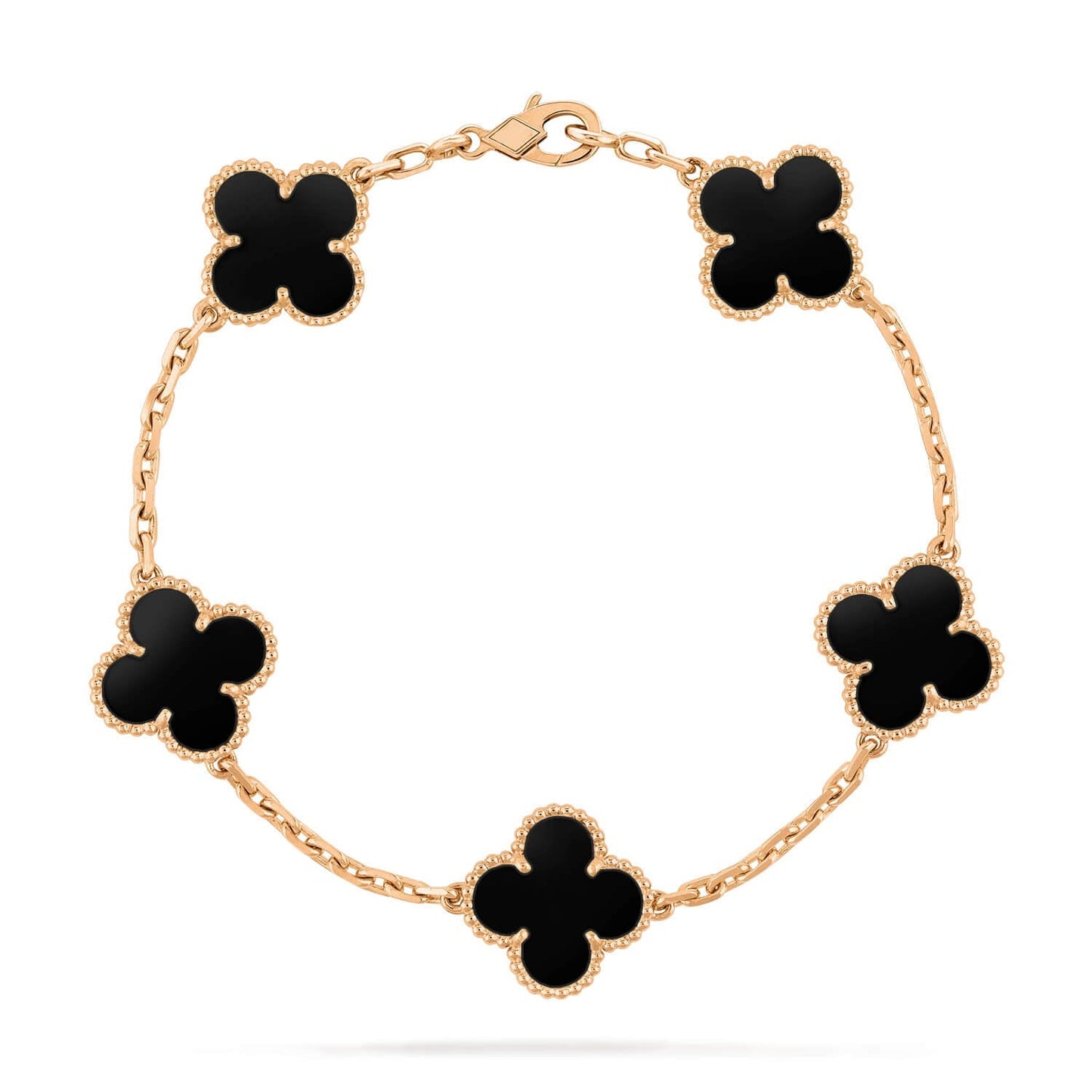 [AuraEcho Jewelry]CLOVER  5 MOTIFS BLACK ONYX BRACELET