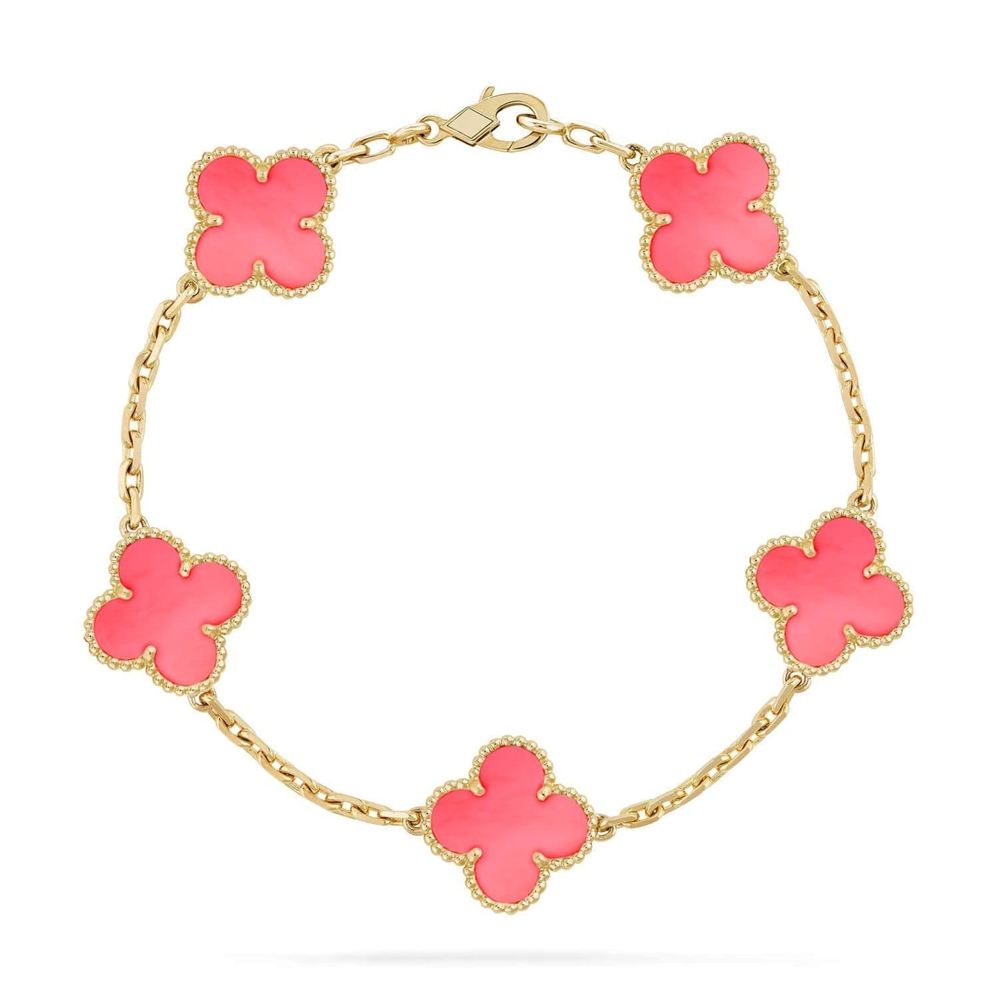 [AuraEcho Jewelry]CLOVER 5 PINK MOP BRACELET