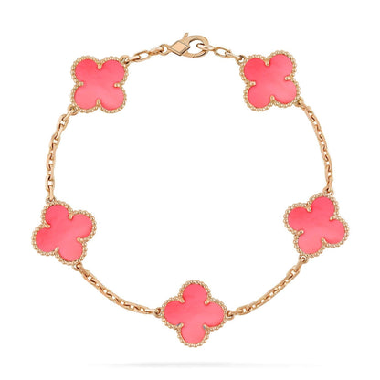 [AuraEcho Jewelry]CLOVER 5 PINK MOP BRACELET