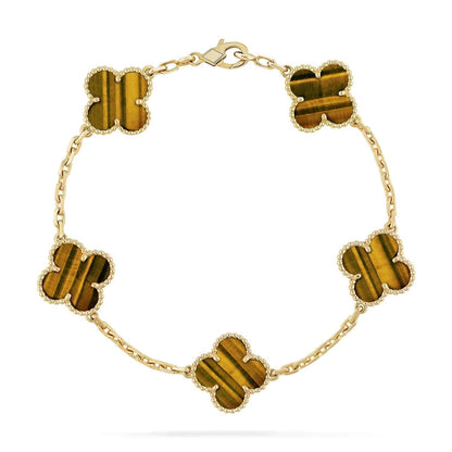 [AuraEcho Jewelry]CLOVER  5 MOTIFS TIGER EYE BRACELET