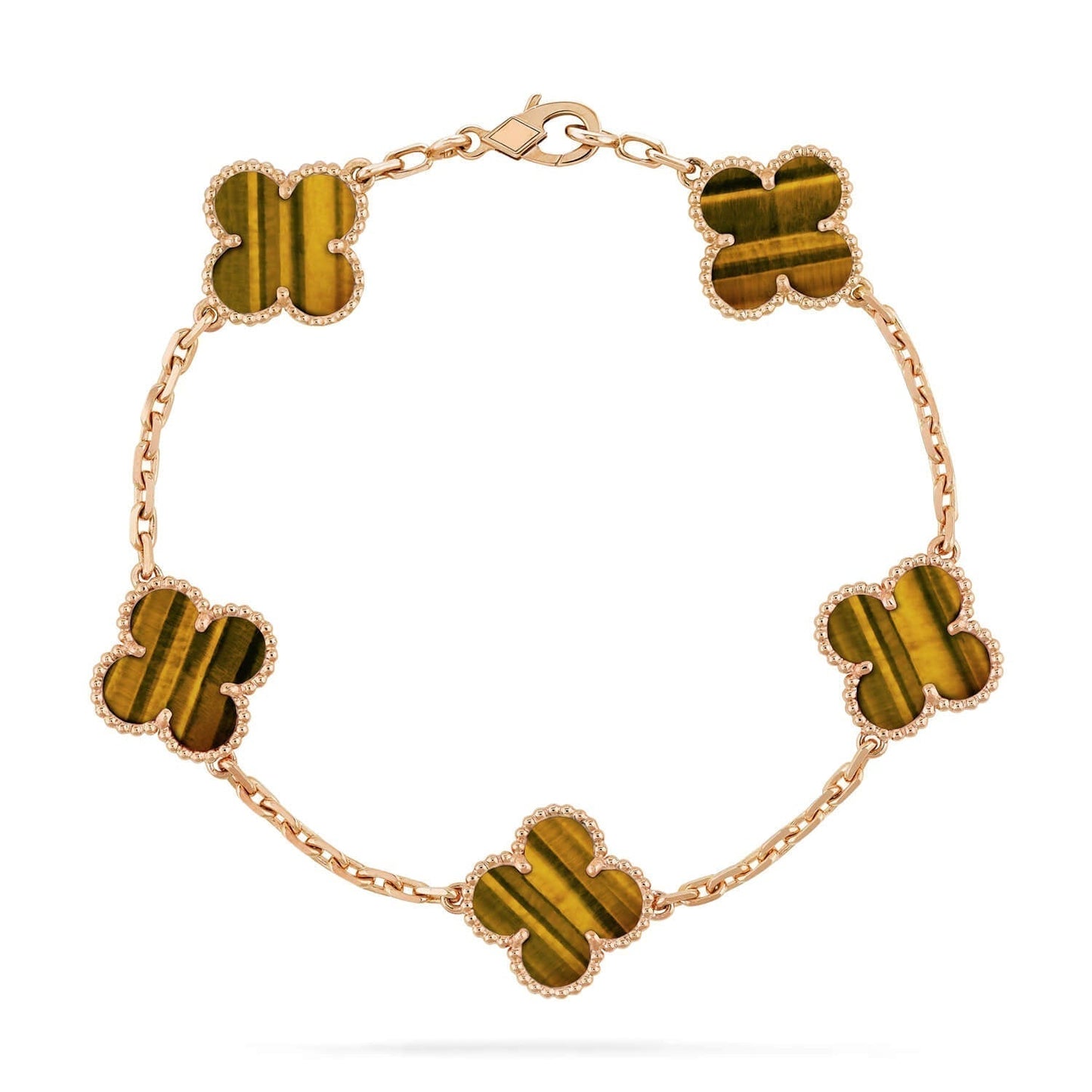 [AuraEcho Jewelry]CLOVER  5 MOTIFS TIGER EYE BRACELET