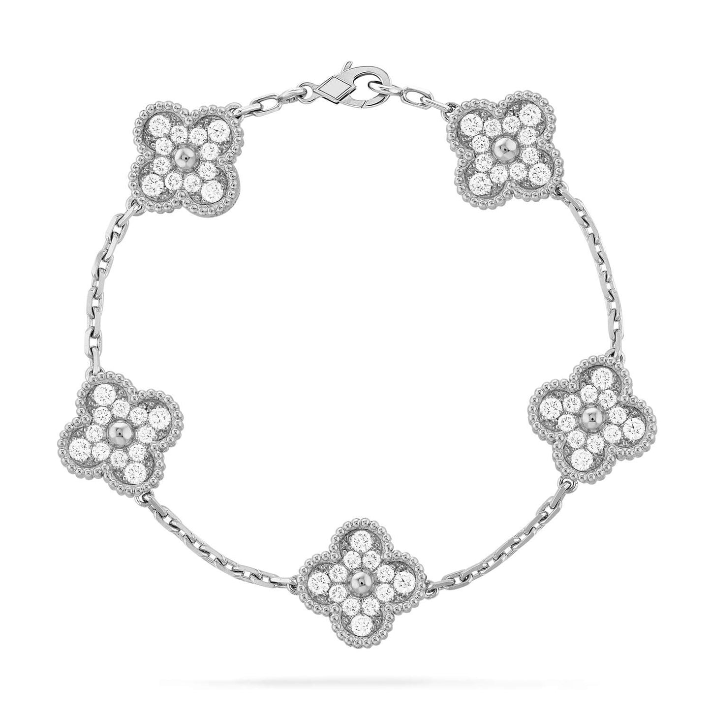 [AuraEcho Jewelry]CLOVER 5 MOTIFS  DIAMOND BRACELET SILVER