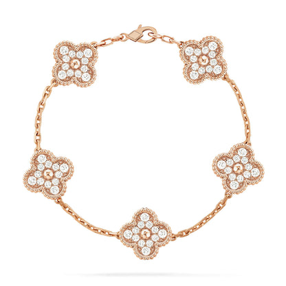 [AuraEcho Jewelry]CLOVER 5 MOTIFS  FULL DIAMOND BRACELET