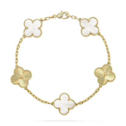 [AuraEcho Jewelry]CLOVER BRACELET 5 MOTIF WHITE MOP PINK GOLD