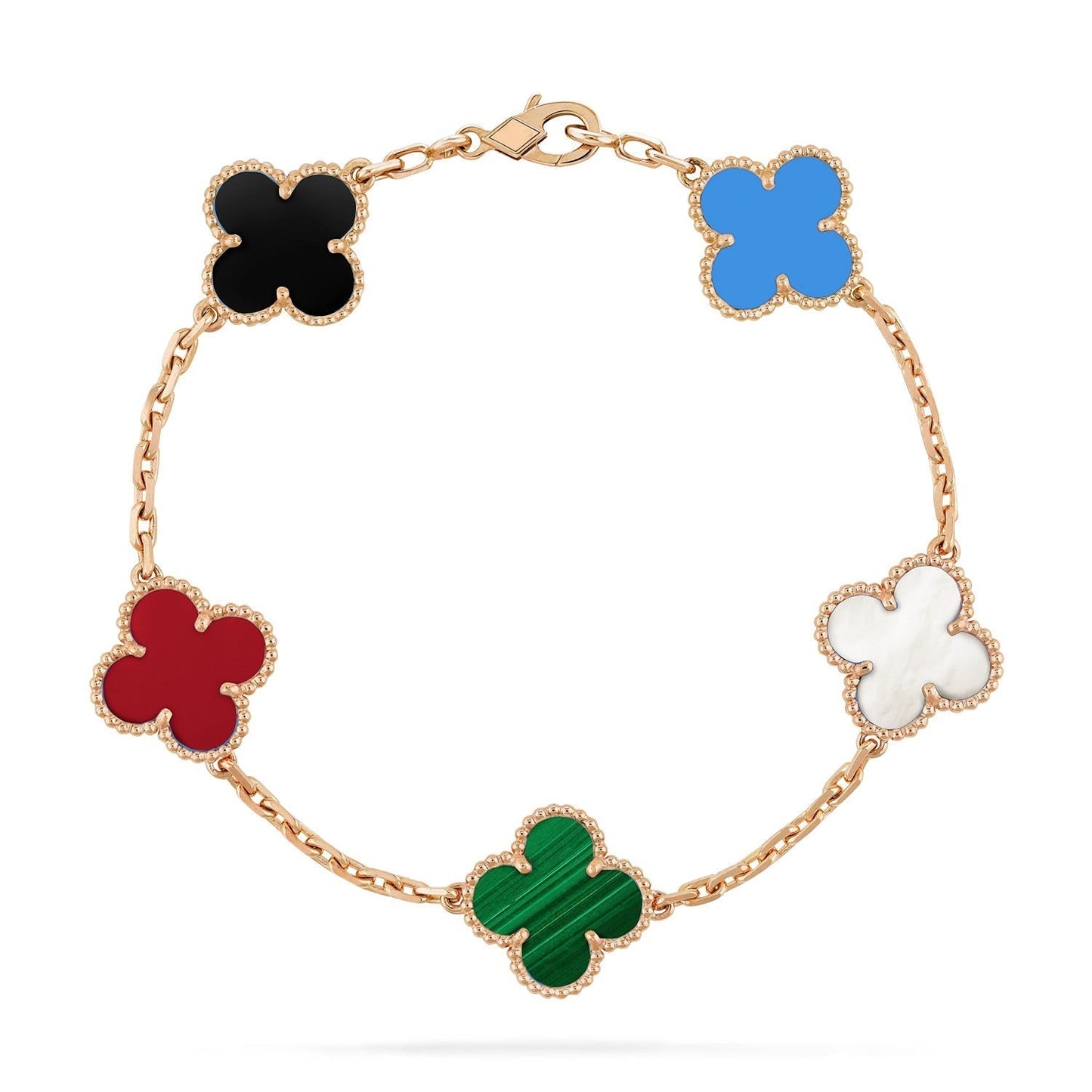 [AuraEcho Jewelry]CLOVER 5 MOTIFS MULTICOLOR  BRACELET