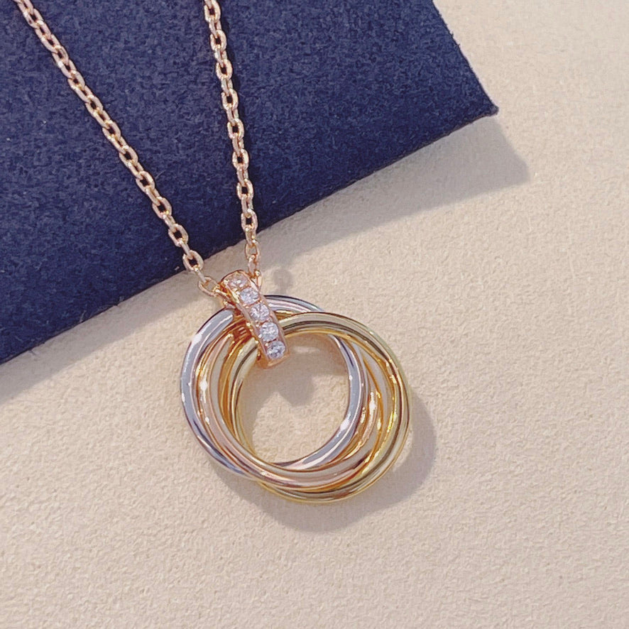 [AuraEcho Jewelry]TRINITY NECKLACE GOLD  DIAMONDS
