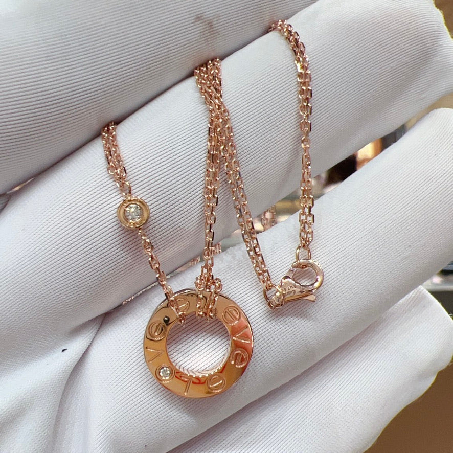 [AuraEcho Jewelry]LOVE NECKLACE 16MM 2 DIAMONDS