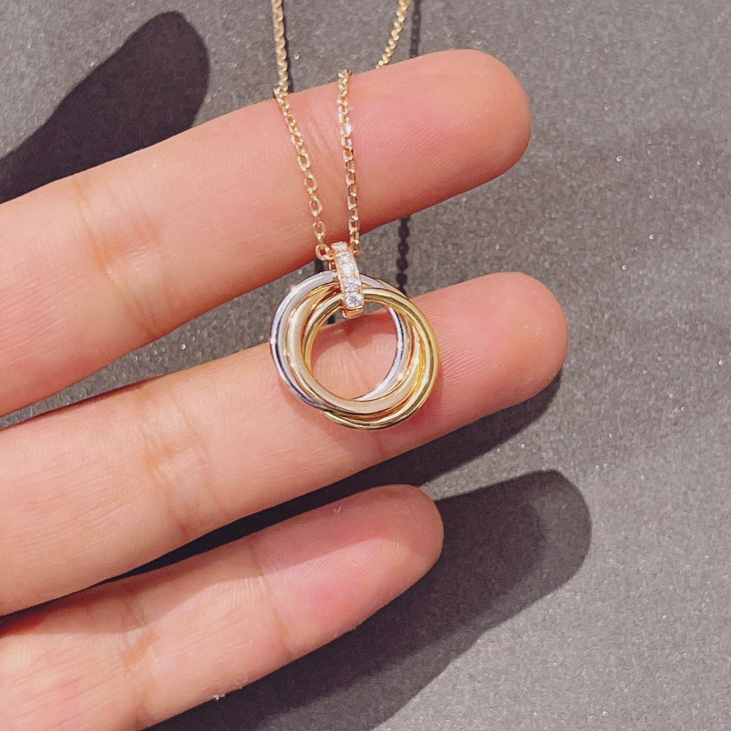[AuraEcho Jewelry]TRINITY NECKLACE GOLD  DIAMONDS