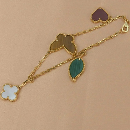[WZQ]LUCKY SPRING 5 MOTIF GOLD BRACELET