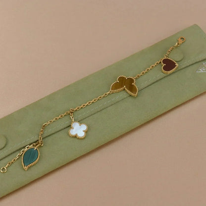 [WZQ]LUCKY SPRING 5 MOTIF GOLD BRACELET