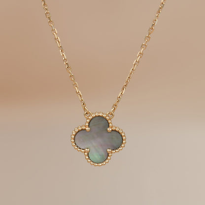 [AuraEcho Jewelry]CLOVER 15MM  GRAY MOTHER OF PEARL NECKLACE