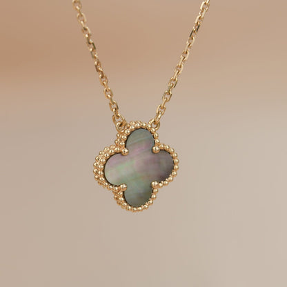 [AuraEcho Jewelry]CLOVER 15MM  GRAY MOTHER OF PEARL NECKLACE