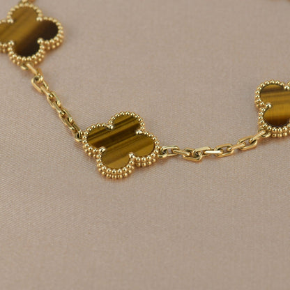 [AuraEcho Jewelry]CLOVER  5 MOTIFS TIGER EYE BRACELET