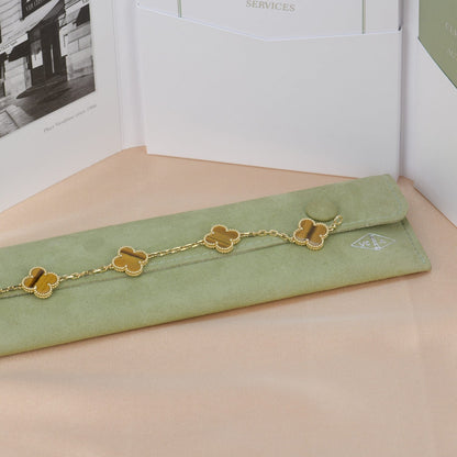 [AuraEcho Jewelry]CLOVER  5 MOTIFS TIGER EYE BRACELET