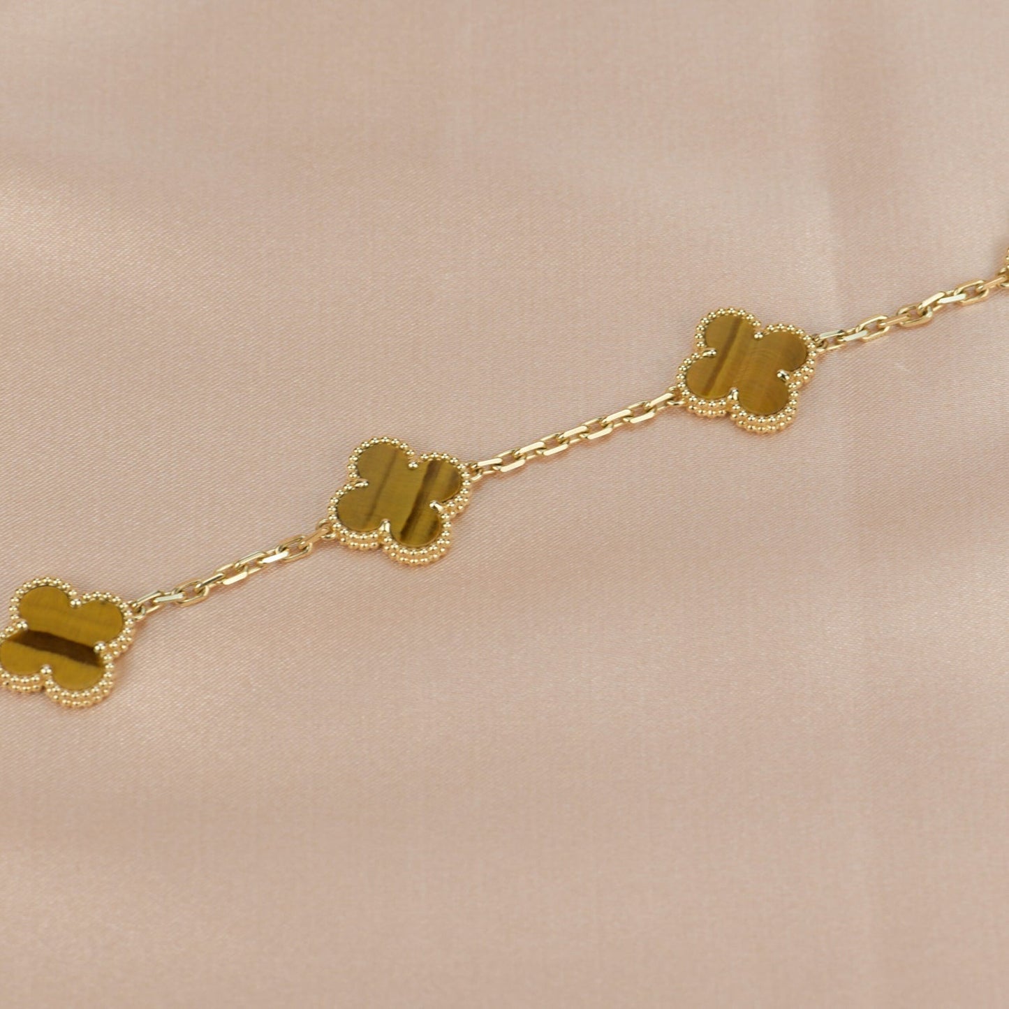 [AuraEcho Jewelry]CLOVER  5 MOTIFS TIGER EYE BRACELET
