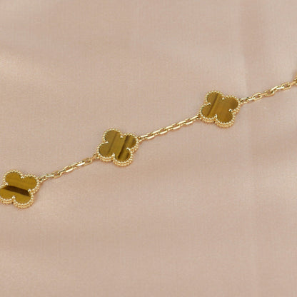 [AuraEcho Jewelry]CLOVER  5 MOTIFS TIGER EYE BRACELET