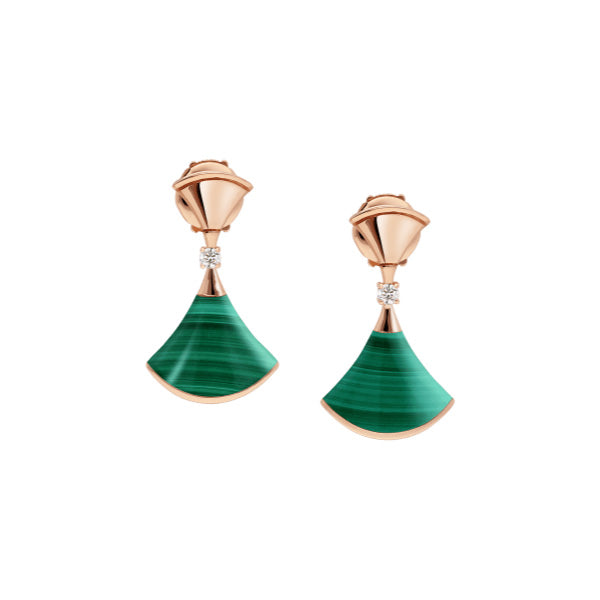 [AuraEcho Jewelry]DREAM MALACHITE PINK GOLD EARRINGS