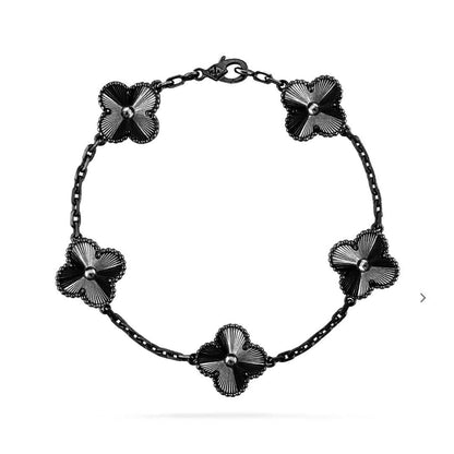 [AuraEcho Jewelry]CLOVER 5 MOTIF BLACK BRACELET