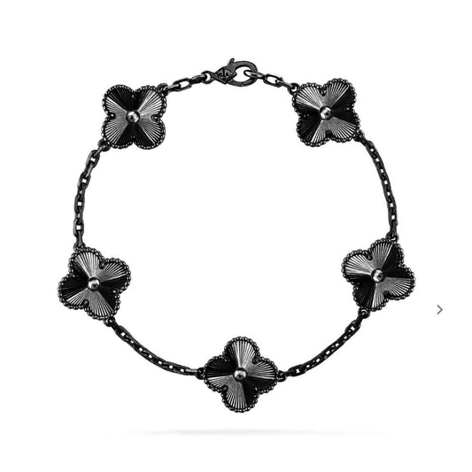 [AuraEcho Jewelry]CLOVER 5 MOTIF BLACK BRACELET