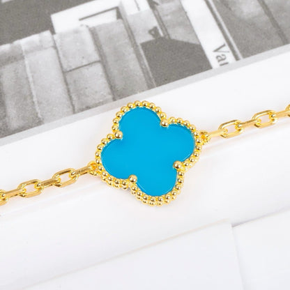 [AuraEcho Jewelry]CLOVER 5 MOTIFS TURQUOISE BRACELET