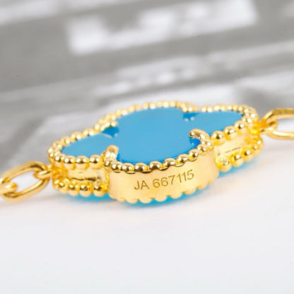 [AuraEcho Jewelry]CLOVER 5 MOTIFS TURQUOISE BRACELET