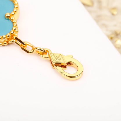 [AuraEcho Jewelry]CLOVER 5 MOTIF TURQUOISE DIAMOND GOLD BRACELET