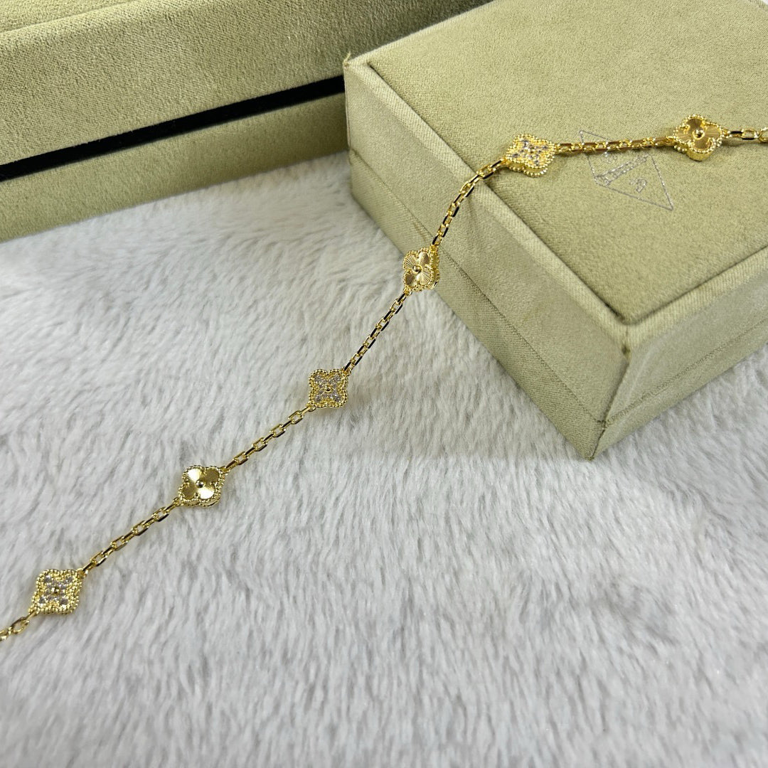 [AuraEcho Jewelry]CLOVER 6 MOTIF DIAMOND LASER BRACELET