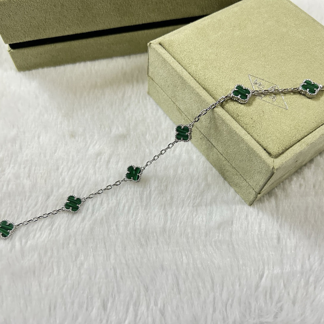 [AuraEcho Jewelry]CLOVER 6 MOTIF MALACHITE BRACELET
