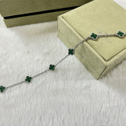 [AuraEcho Jewelry]CLOVER 6 MOTIF MALACHITE BRACELET