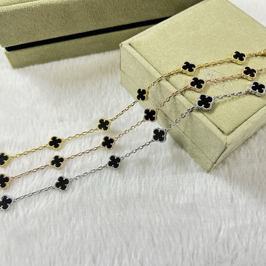 [AuraEcho Jewelry]CLOVER 6 MOTIF  ONYXS BRACELET