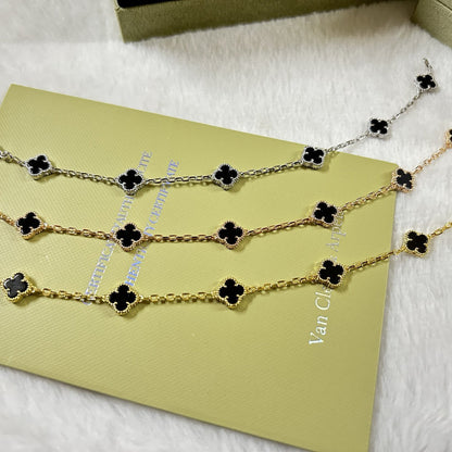 [AuraEcho Jewelry]CLOVER 6 MOTIF  ONYXS BRACELET