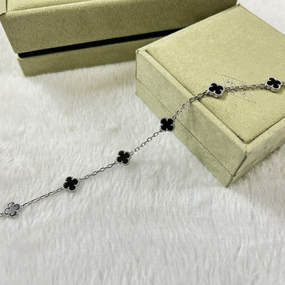 [AuraEcho Jewelry]CLOVER 6 MOTIF  ONYXS BRACELET