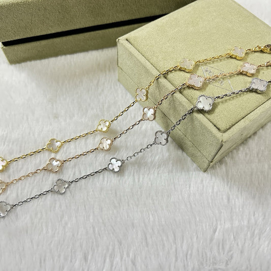 [AuraEcho Jewelry]CLOVER 6 MOTIF WHITE MOP BRACELET