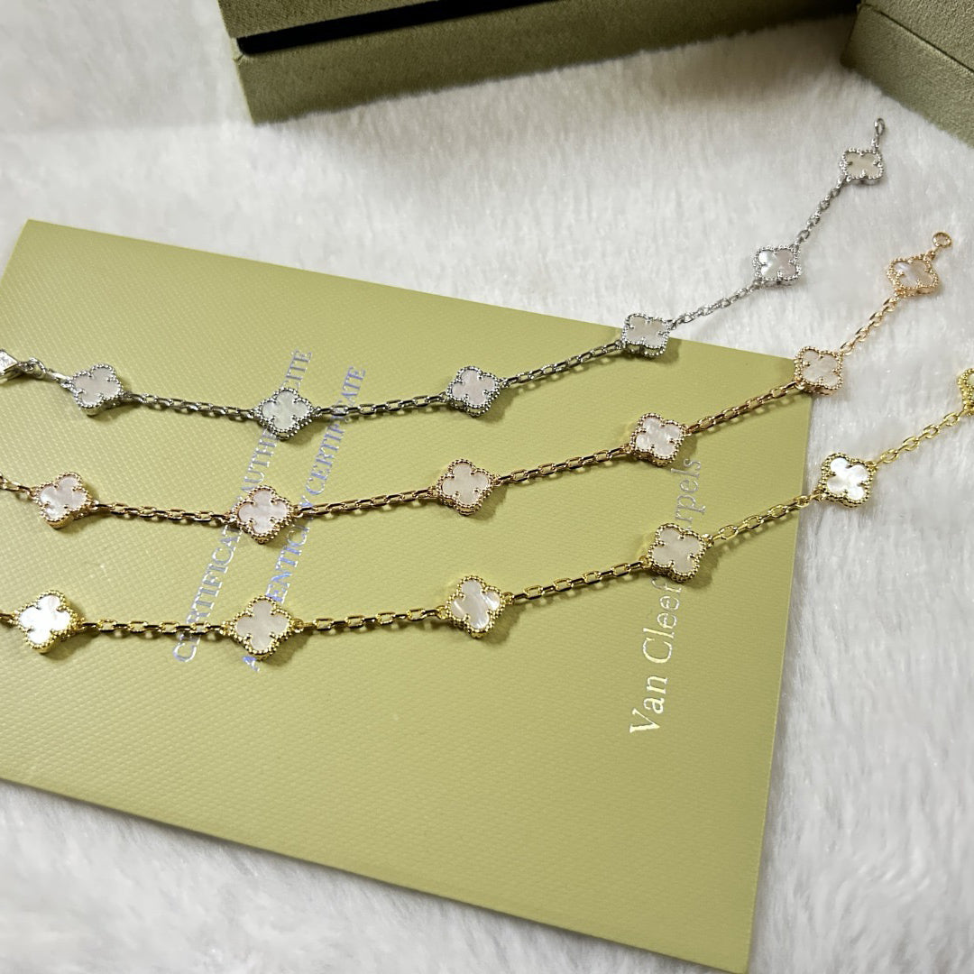 [AuraEcho Jewelry]CLOVER 6 MOTIF WHITE MOP BRACELET
