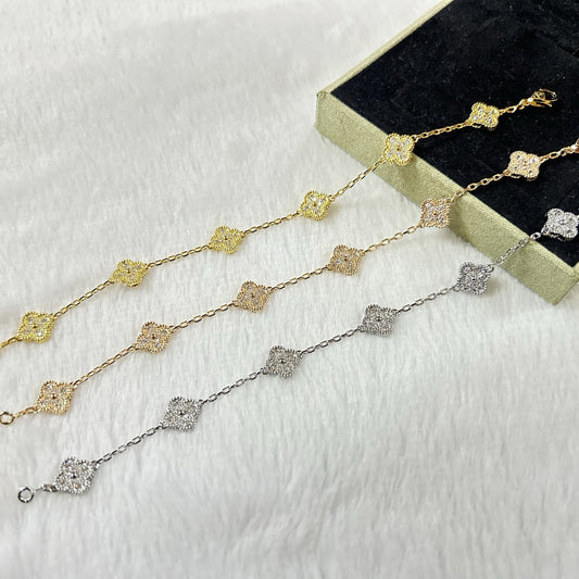 [AuraEcho Jewelry]CLOVER 6 MOTIF DIAMOND BRACELET