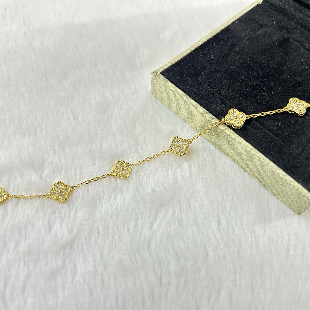 [AuraEcho Jewelry]CLOVER 6 MOTIF DIAMOND BRACELET