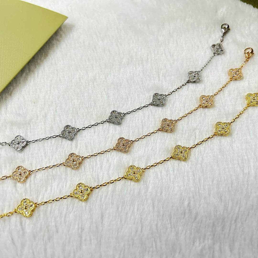 [AuraEcho Jewelry]CLOVER 6 MOTIF DIAMOND BRACELET