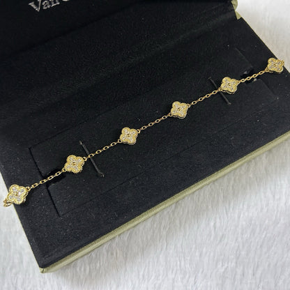 [AuraEcho Jewelry]CLOVER 6 MOTIF DIAMOND BRACELET