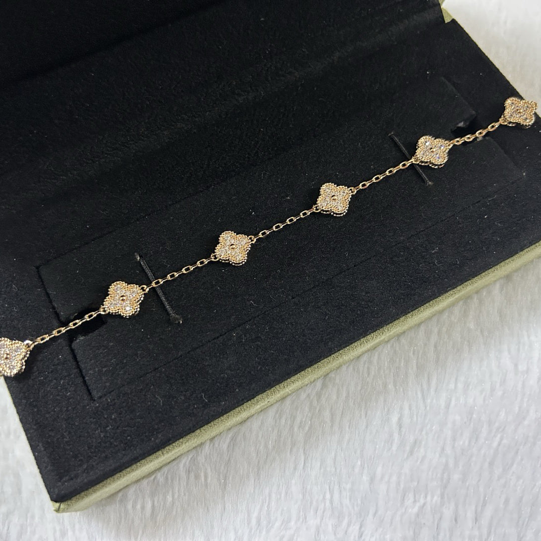 [AuraEcho Jewelry]CLOVER 6 MOTIF DIAMOND BRACELET
