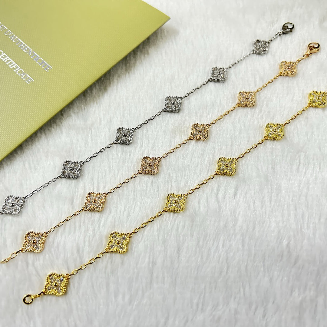 [AuraEcho Jewelry]CLOVER 6 MOTIF DIAMOND BRACELET