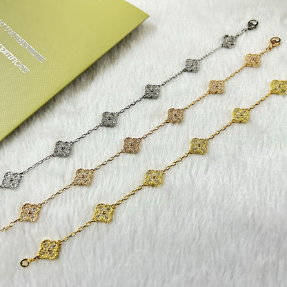 [AuraEcho Jewelry]CLOVER 6 MOTIF DIAMOND BRACELET