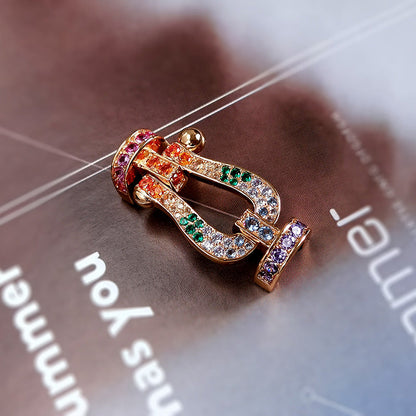 [AuraEcho Jewelry]FORC LARGE HORSESHOE  COLORED DIAMOND BRACELET SILVER