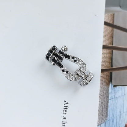 [AuraEcho Jewelry]FORCE LARGE HORSESHOE BLACK WHITE DIAMOND BRACELET ROSE GOLD