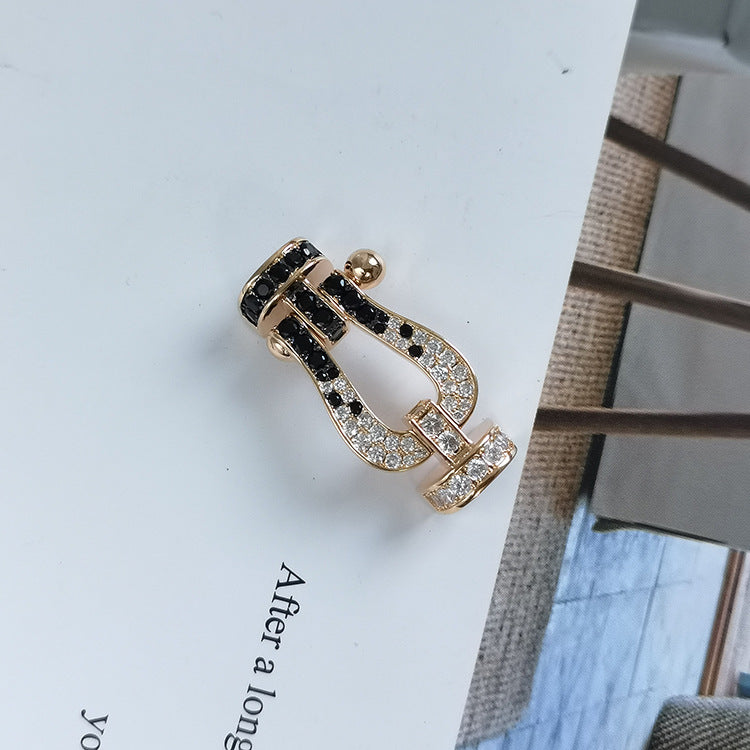 [AuraEcho Jewelry]FORCE LARGE HORSESHOE BLACK WHITE DIAMOND BRACELET ROSE GOLD