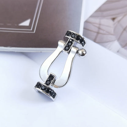 [AuraEcho Jewelry]FORCE LARGE HORSESHOE BLACK DIAMOND BRACELET SILVER