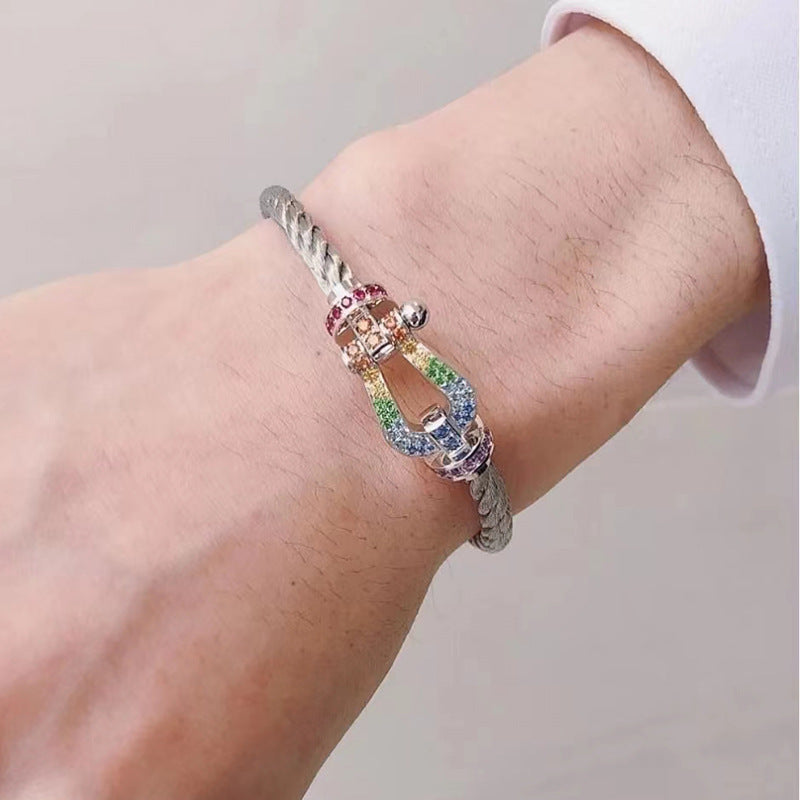 [AuraEcho Jewelry]FORCE LARGE HORSESHOE  COLORED DIAMOND BRACELET ROSE GOLD