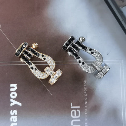 [AuraEcho Jewelry]FORCE LARGE HORSESHOE BLACK WHITE DIAMOND BRACELET ROSE GOLD