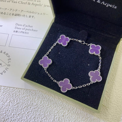 [AuraEcho Jewelry]CLOVER  5 MOTIFS  PURPLE VIOLET BRACELET