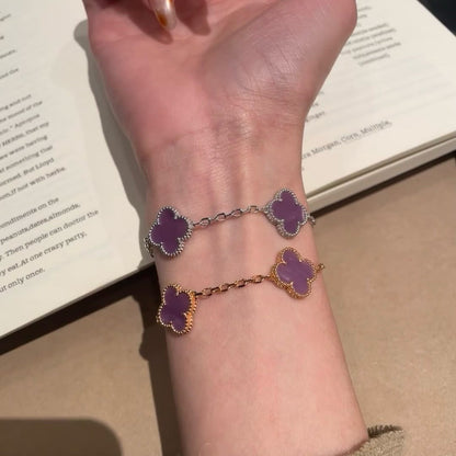 [AuraEcho Jewelry]CLOVER  5 MOTIFS  PURPLE VIOLET BRACELET